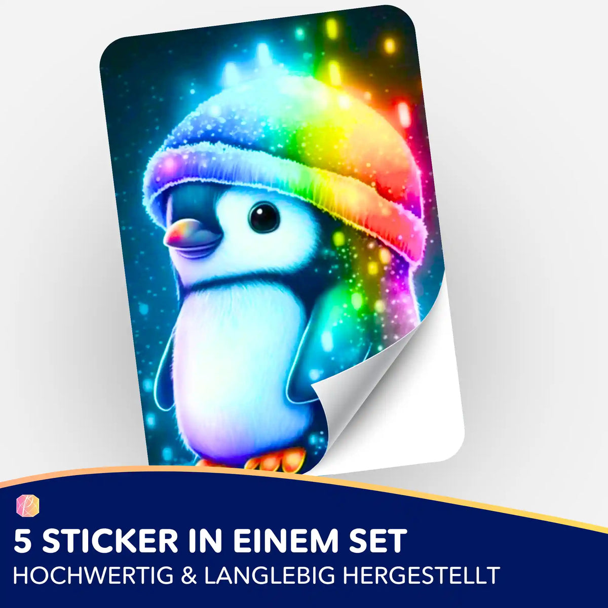 Picmondoo 5er-Set Aufkleber mit niedlichem Pinguin Motiv für Diamond Painting Zubehör und Organisation