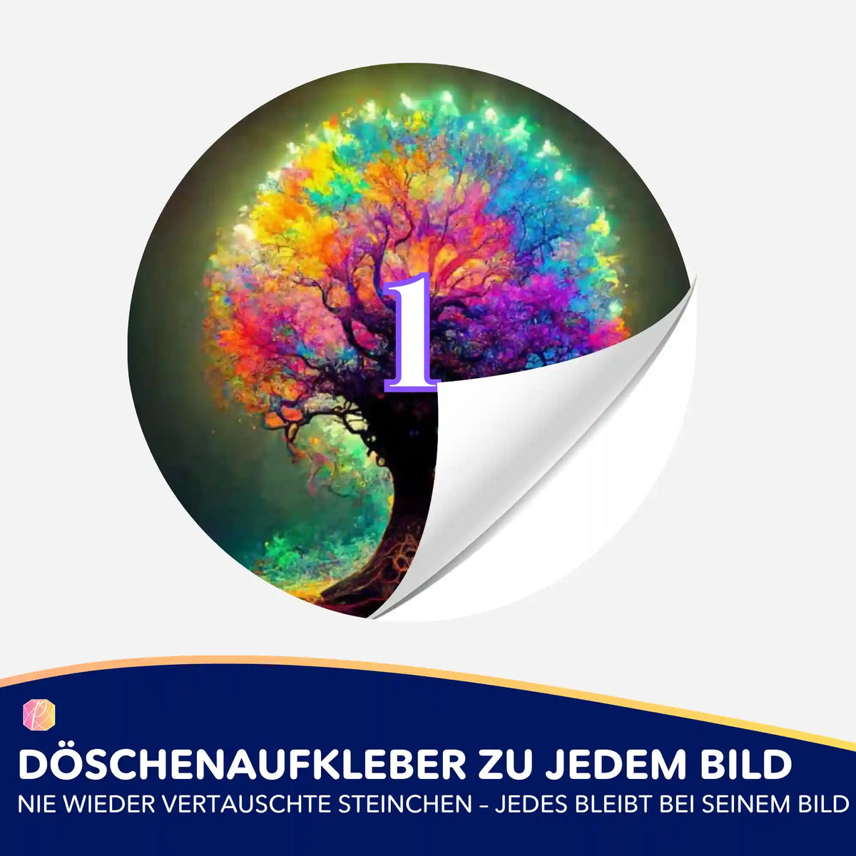 Bunter Diamond Painting Döschenaufkleber mit Lightning Tree Motiv zur geordneten Aufbewahrung der Steinchen.