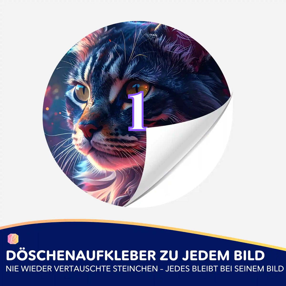 Bunter Döschenaufkleber mit Katzenmotiv für Diamond Painting Zubehör zur Ordnung der Steinchen beim Basteln
