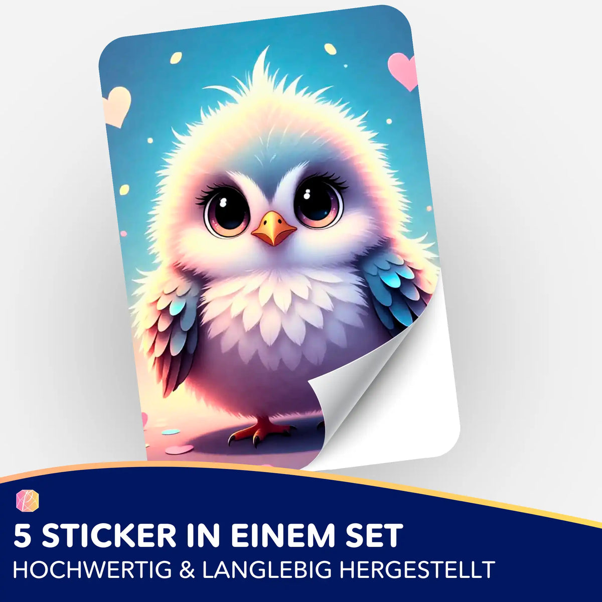 5er-Set Sticker mit süßem Küken-Motiv zur Organisation von Diamond Painting und Malen nach Zahlen Zubehör.