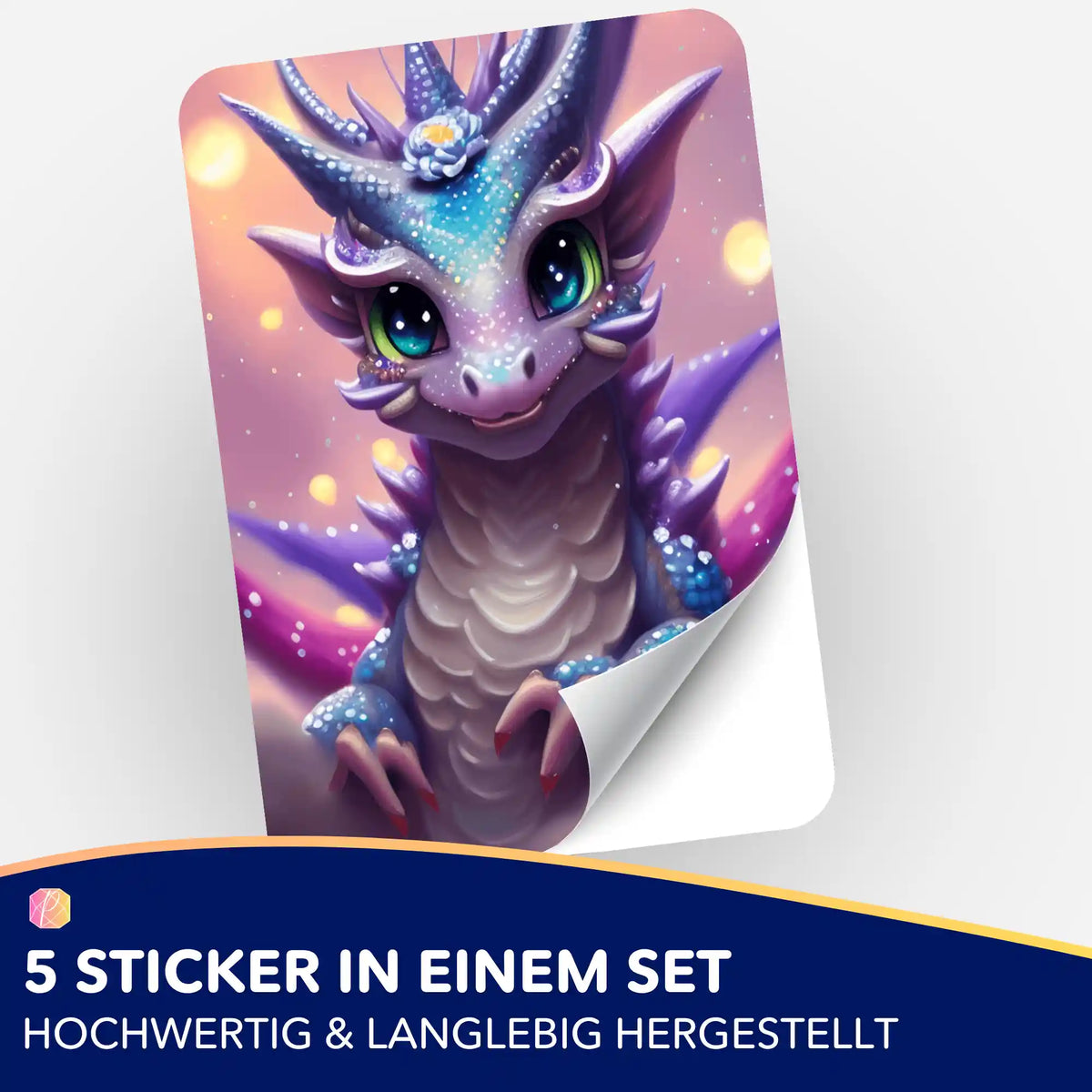 5er-Set Cute Dragon Sticker für Diamond Painting Zubehör und Organisation von Picmondoo DIY-Bastelsets