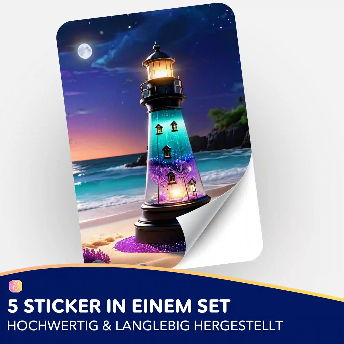 5er-Set Aufkleber Leuchtturm der Träume für Diamond Painting Organisation und Dekoration von Bastelsets