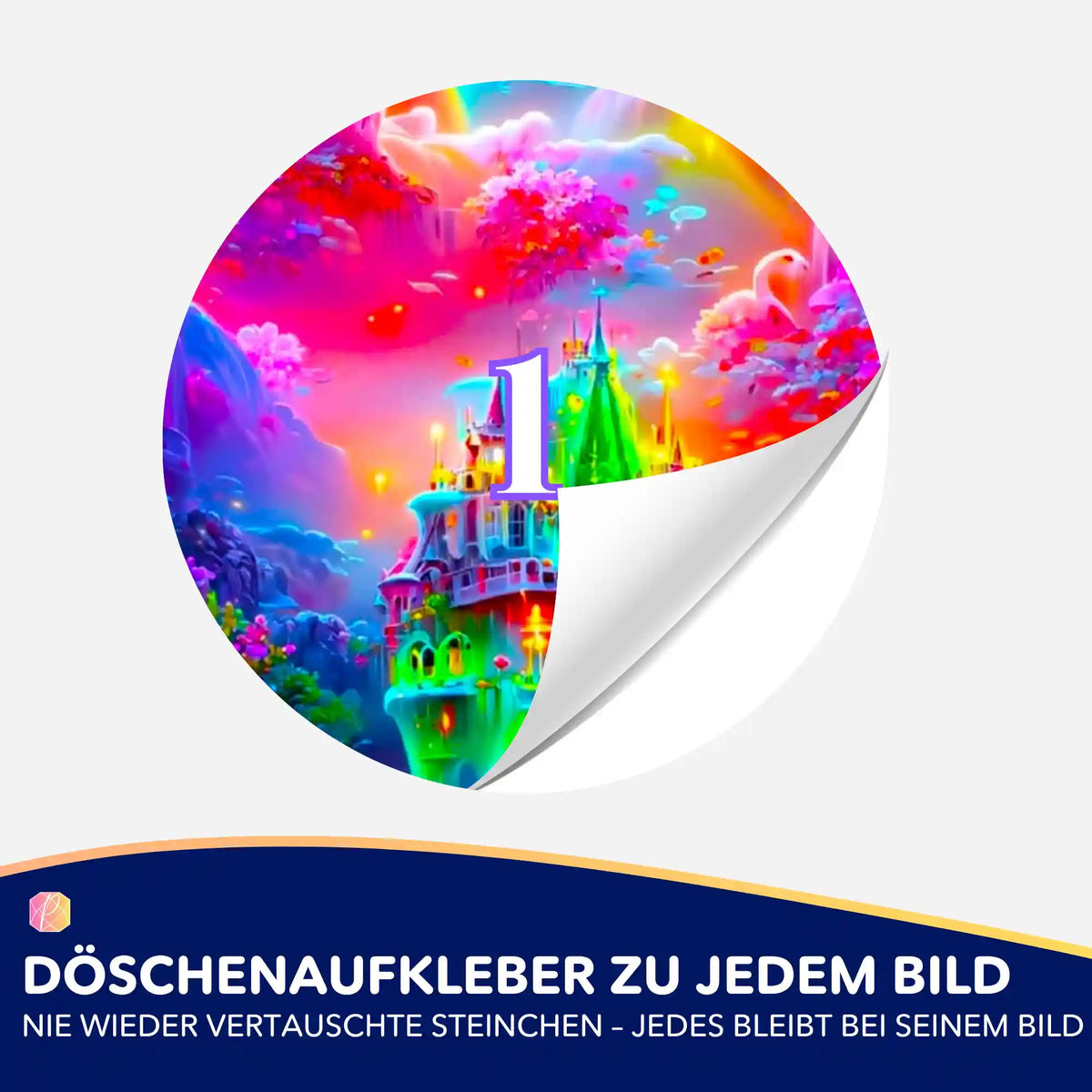 Bunter Diamond Painting Döschenaufkleber mit Fantasy-Motiv Traumland für die perfekte Sortierung deiner Steinchen