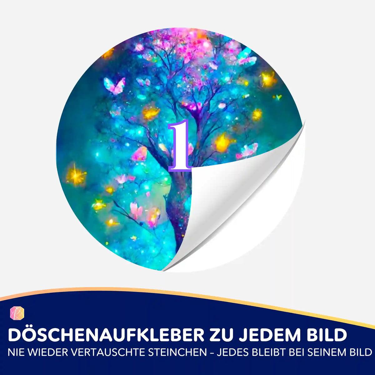 Bunter Schmetterlingsbaum Aufkleber für Diamond Painting Sortierdöschen zur einfachen Organisation der Steinfarben