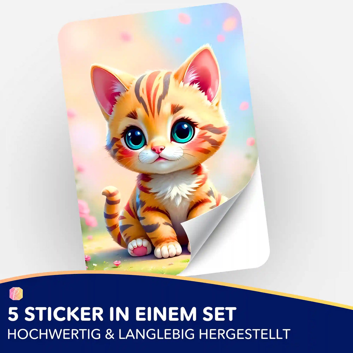 Süßes Karlchen Katzen Motiv als Aufkleber für Diamond Painting und Bastelsets im 5er-Set von Picmondoo
