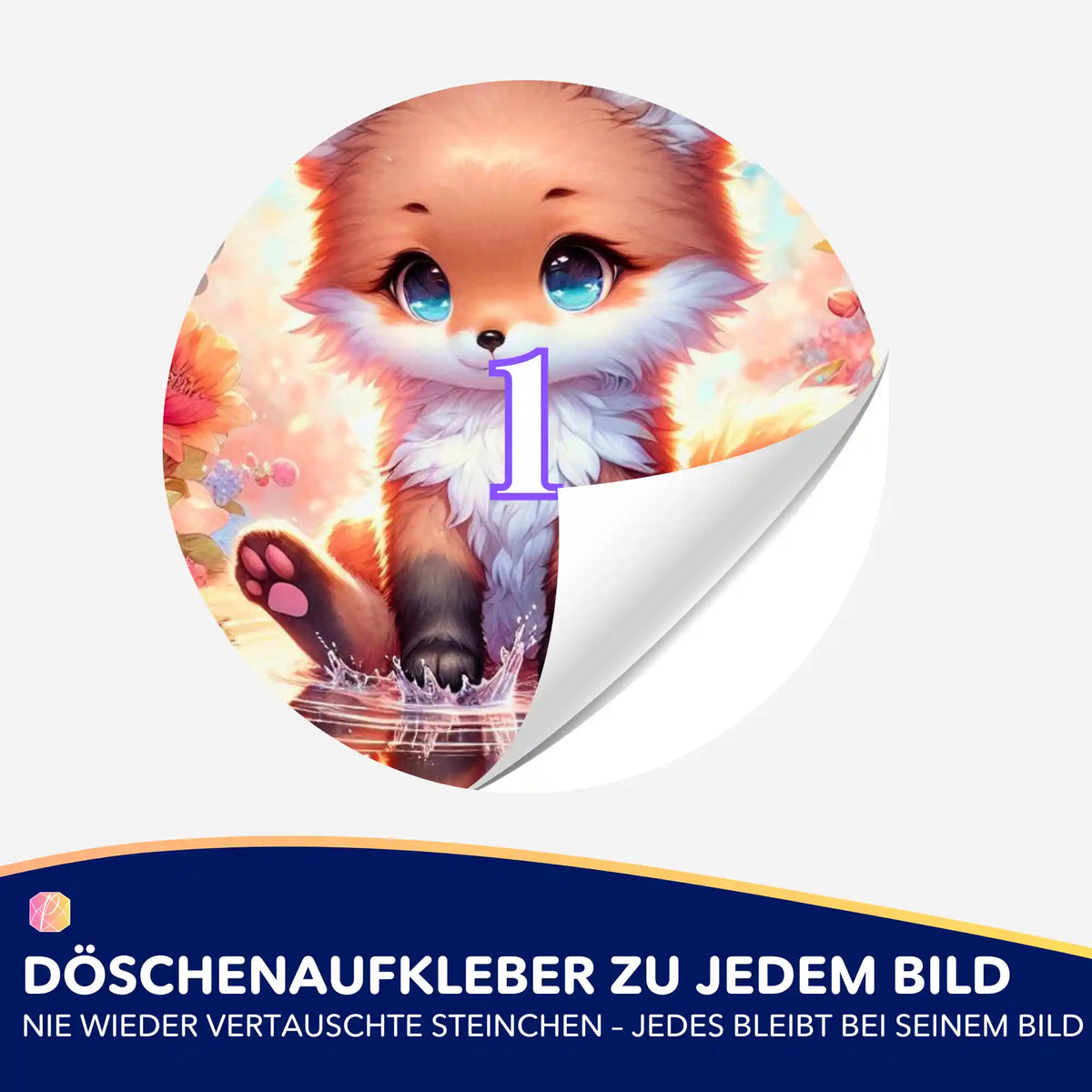 Runder Döschenaufклеber mit niedlichem Fuchs-Motiv für Diamond Painting Zubehör zur organisierten Steinchen-Aufbewahrung