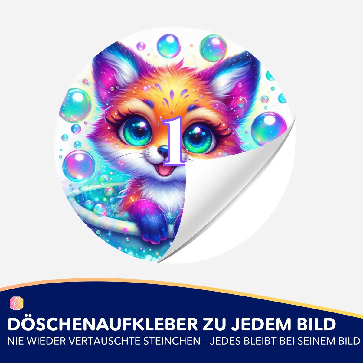Bunter Foxy Fuchs Döschenaufkleber für Diamond Painting Zubehör mit Motivzahl zur organisierten Steinchen-Sortierung