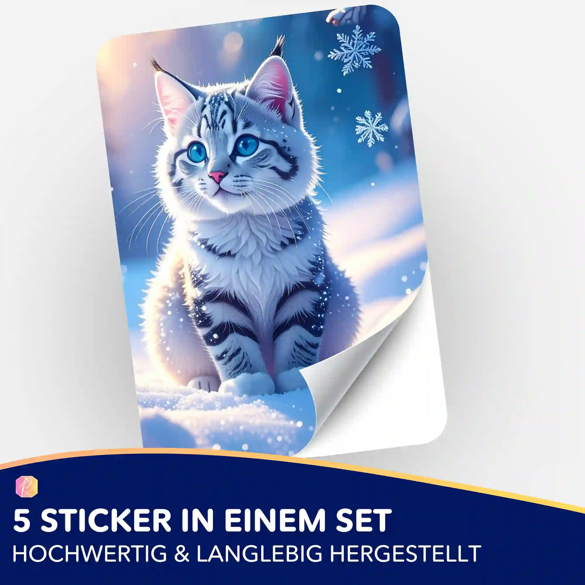 Picmondoo 5er-Set Aufkleber mit niedlichem Schneegeist-Kätzchen-Motiv für Diamond Painting Zubehör