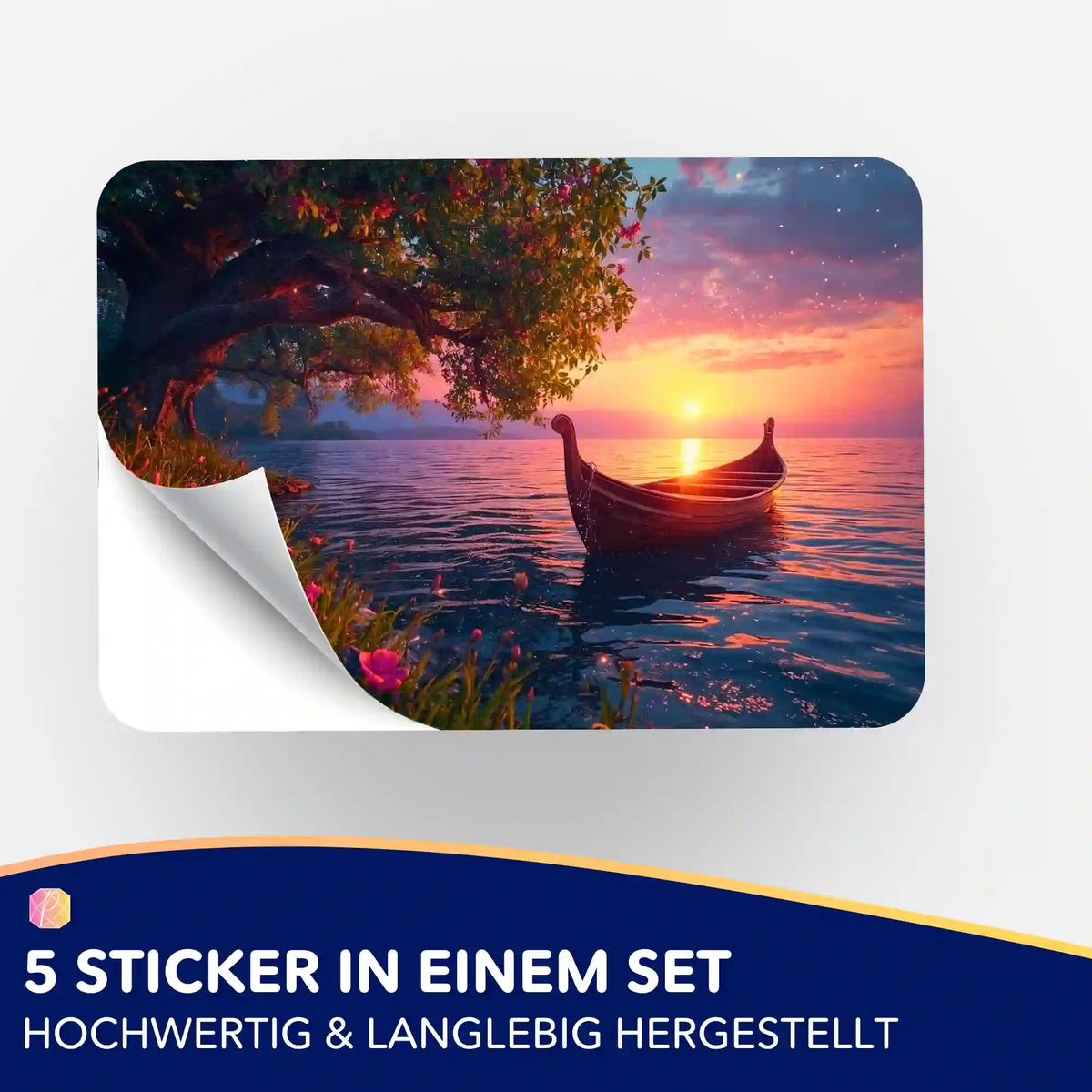 5er-Set Aufkleber mit idyllischem Bootsmotiv für Diamond Painting Zubehör und Organisation
