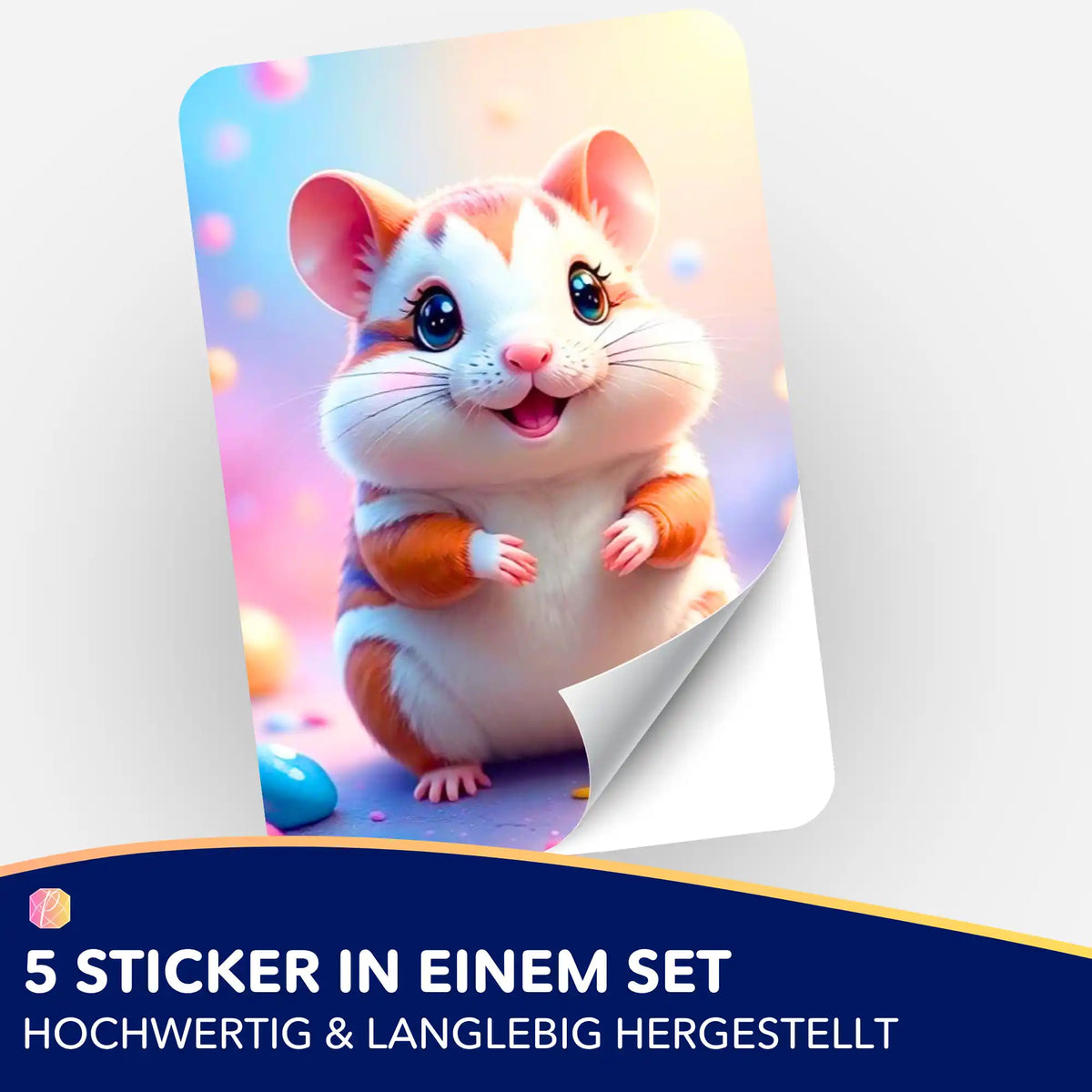 Süßer Hamster Sticker aus dem 5er-Set zur Organisation von Diamond Painting Projekten und Malen nach Zahlen Zubehör