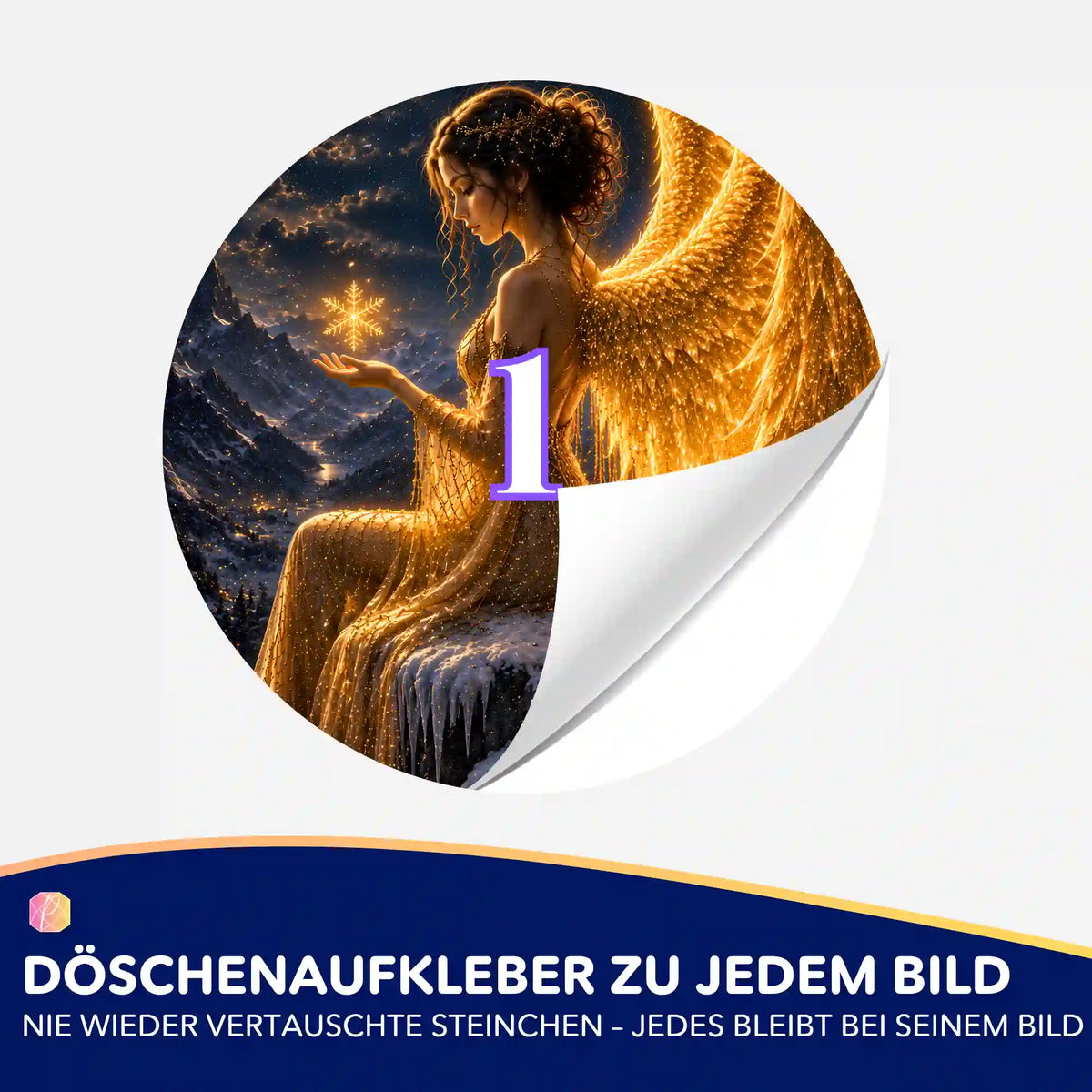 Döschenaufkleber für Diamond Painting mit Motiv Wo das Licht erwacht zur übersichtlichen Organisation von Steinchen.