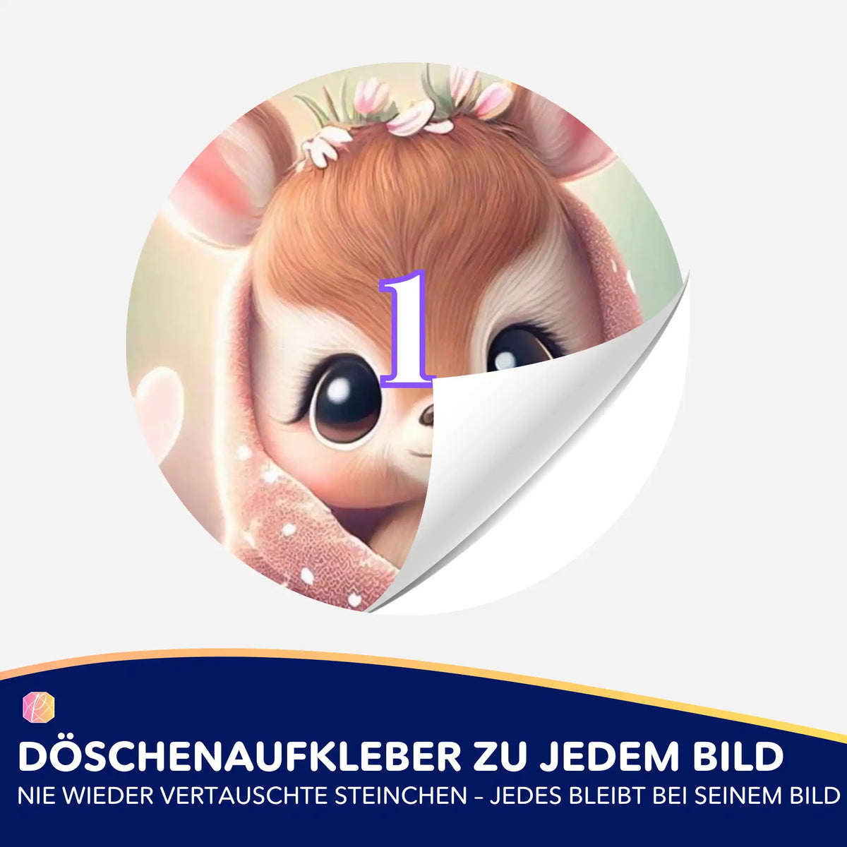 Süsser Rehkitz Döschenaufkleber zur Organisation von Steinchen für dein Diamond Painting Set