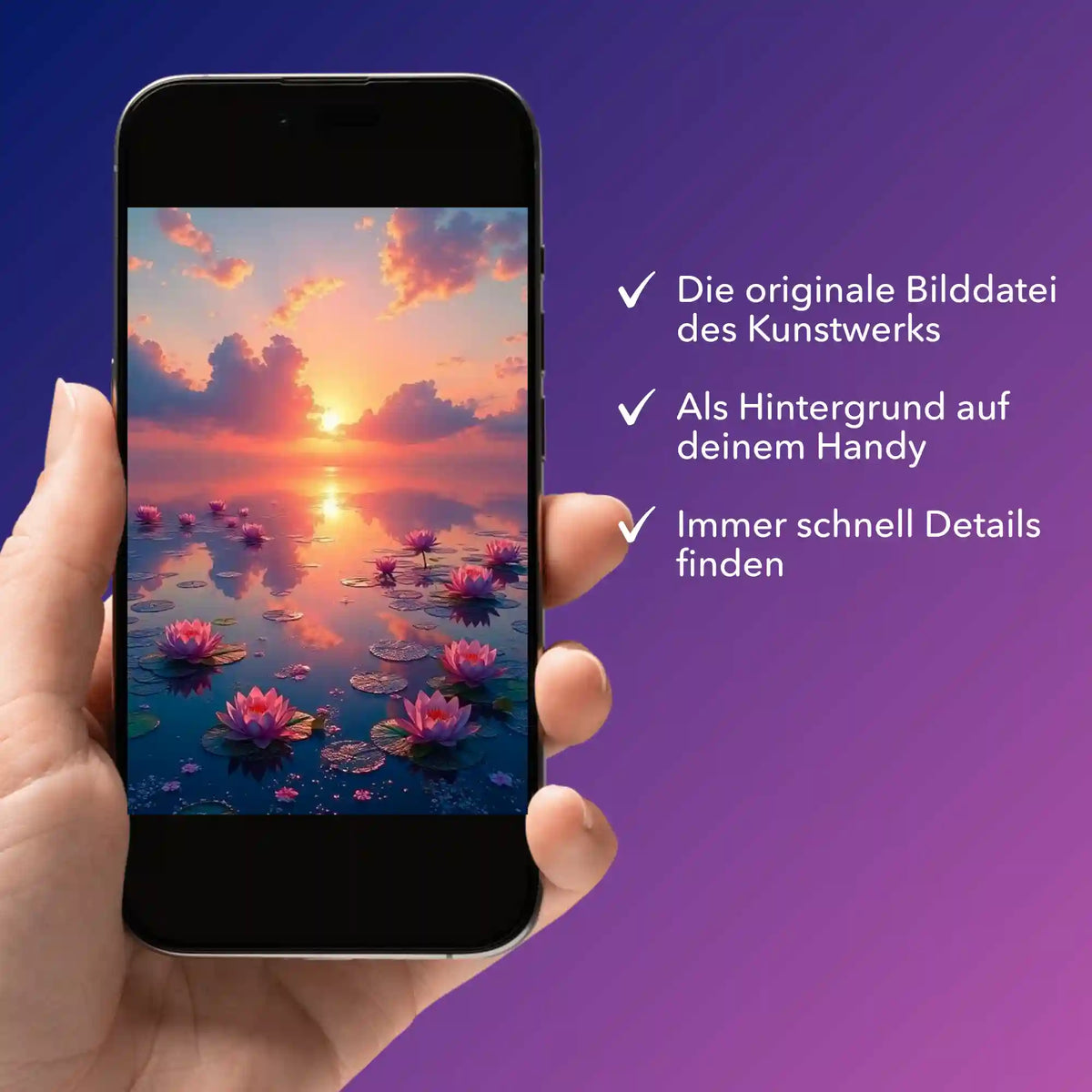 Digitale Bildmappe Abenddämmerung für Diamond Painting und Malen nach Zahlen Motive auf Smartphone-Display