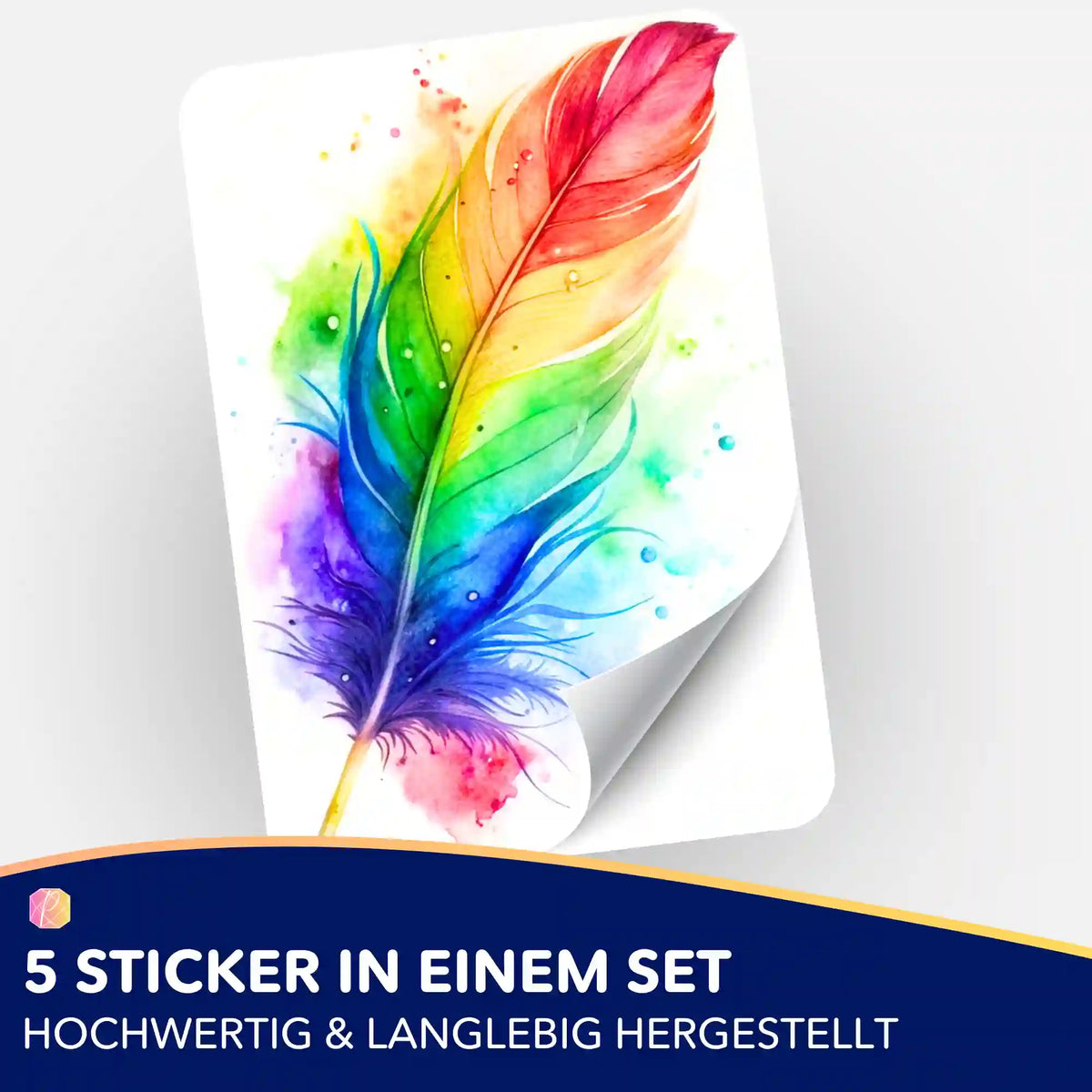 Buntes Rainbow Feather Sticker 5er-Set für Zubehör zur Organisation von Diamond Painting und Malen nach Zahlen Projekten