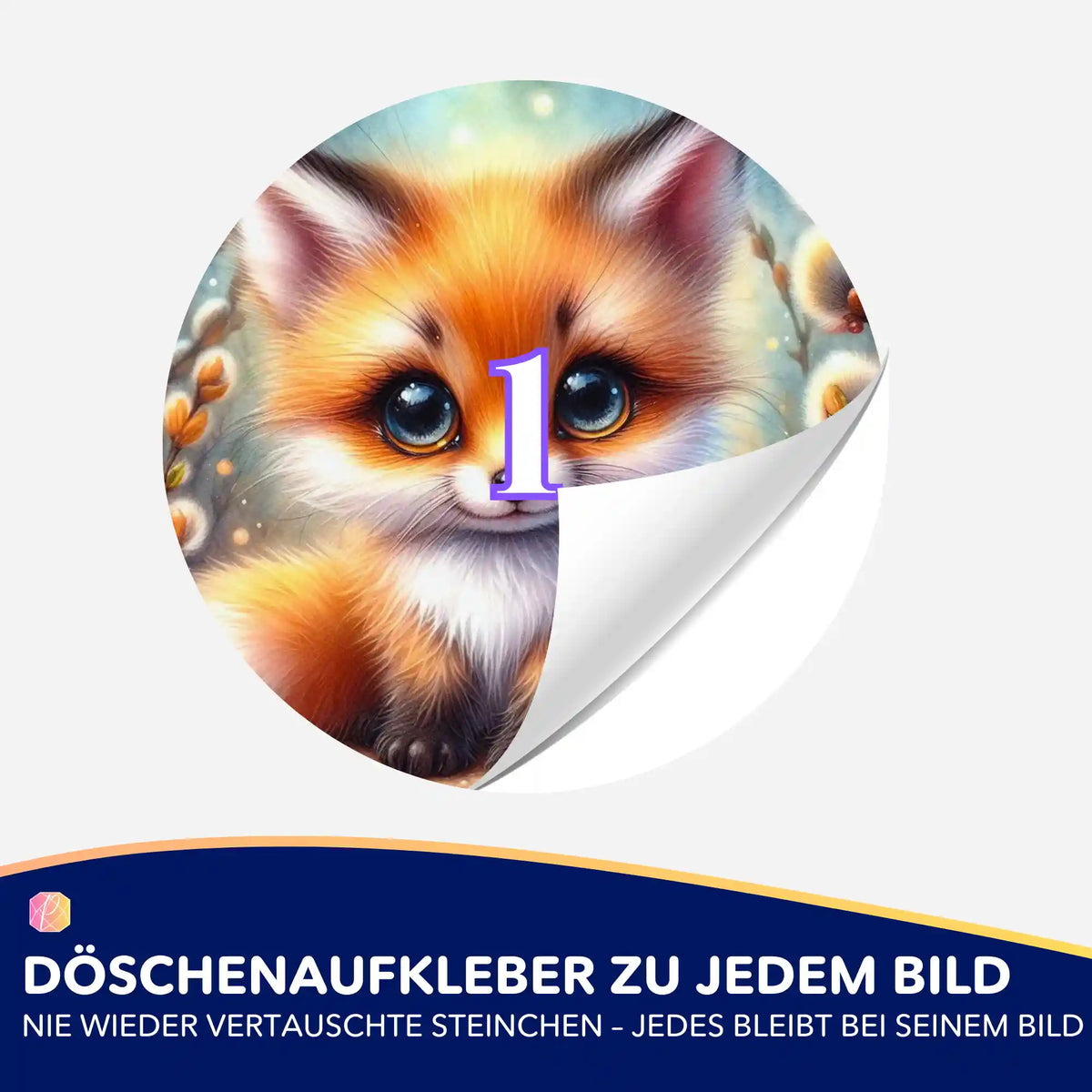 Runder Döschenaufkleber mit Fuchs-Motiv für Diamond Painting Zubehör zur optimalen Ordnung der Diamanten