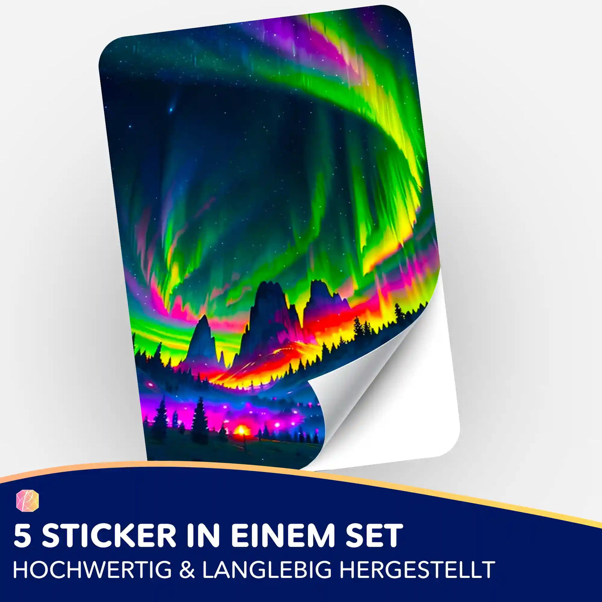 5er-Set Aufkleber mit Nordlichter-Motiv zur Organisation von Diamond Painting und Malen nach Zahlen Bastelsets