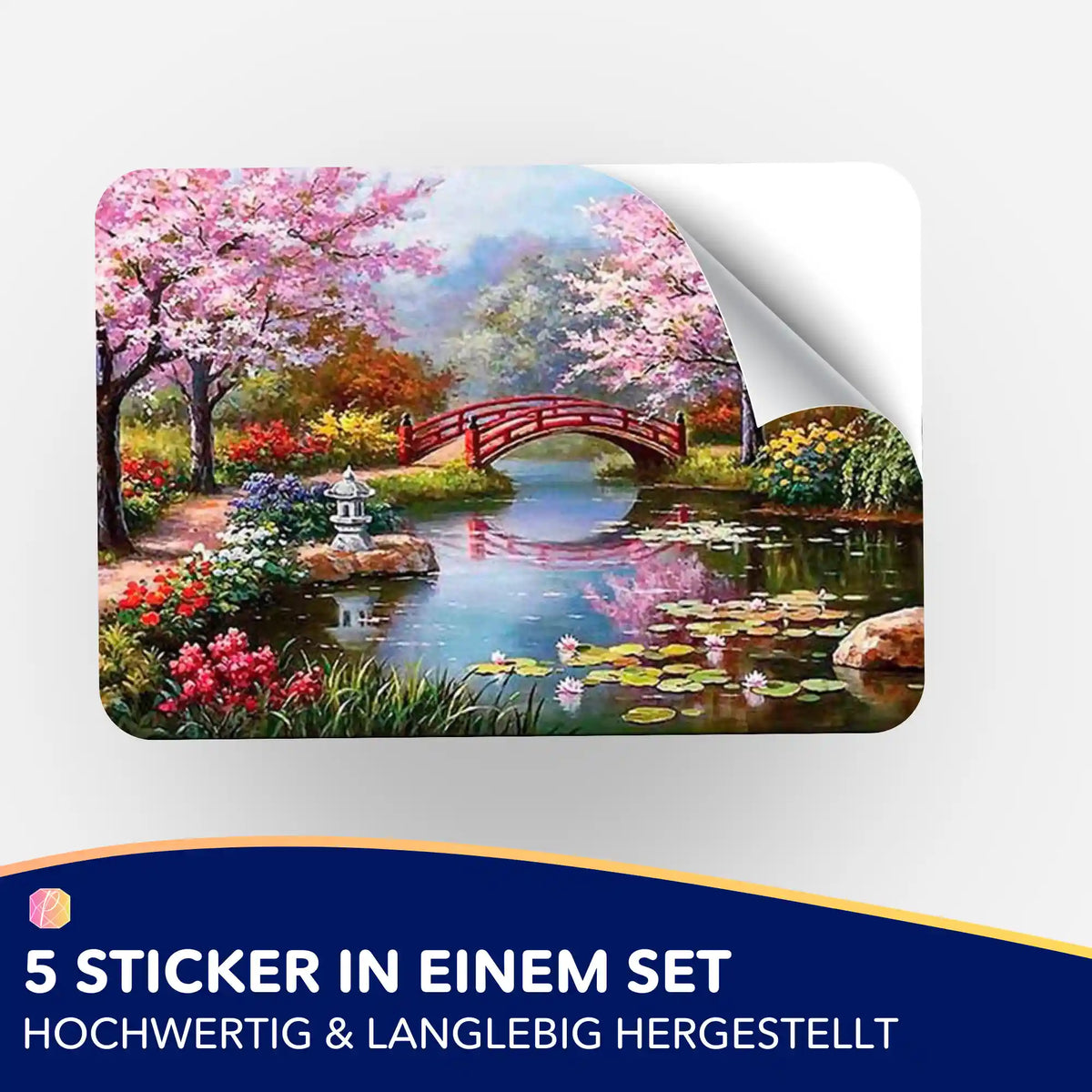 5er-Set Aufkleber mit Motiv chinesischer Garten für die Organisation von Diamond Painting und Malen nach Zahlen