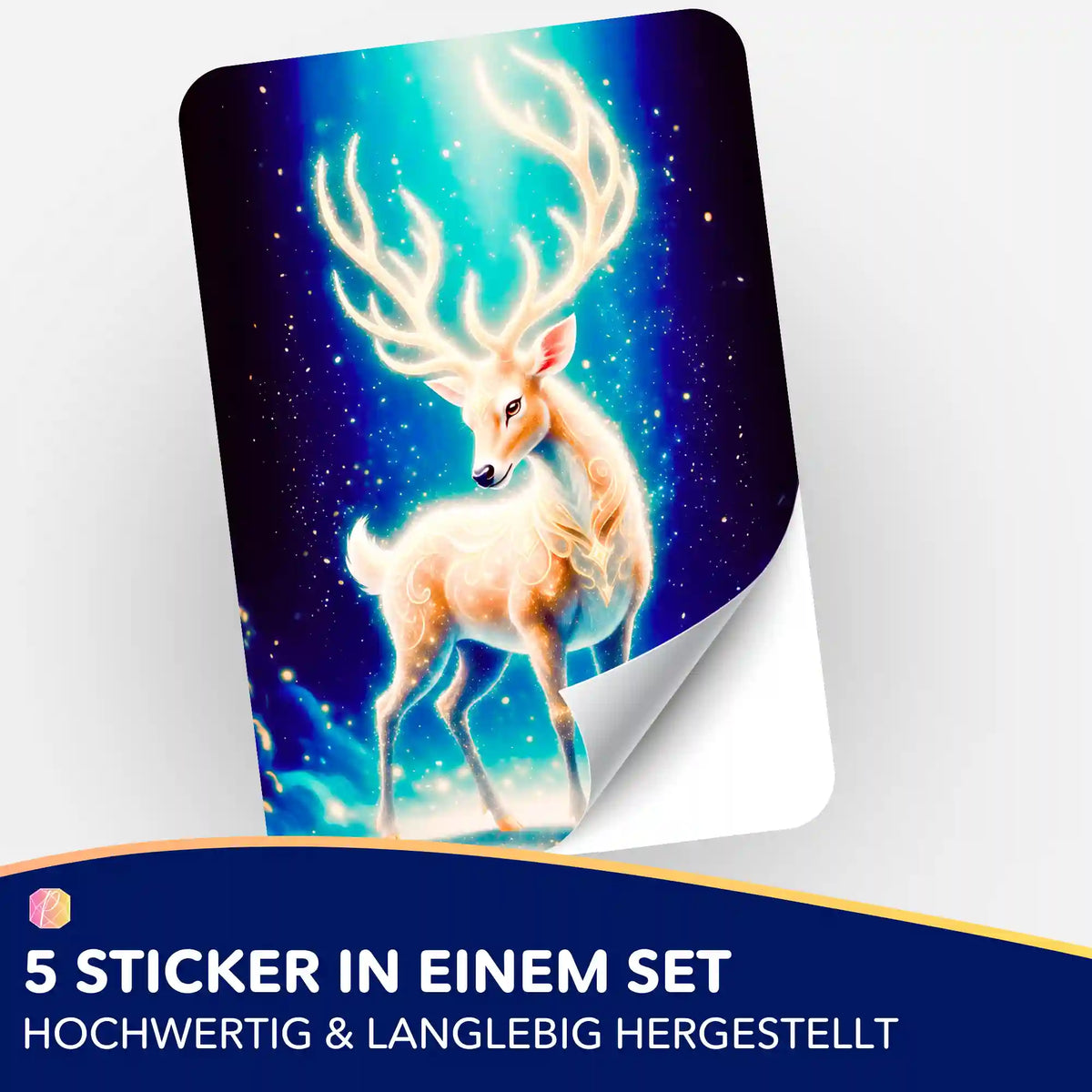 5er-Set Aufkleber Herr der Wälder Hirsch-Motiv zur Organisation deines Diamond Painting Zubehörs