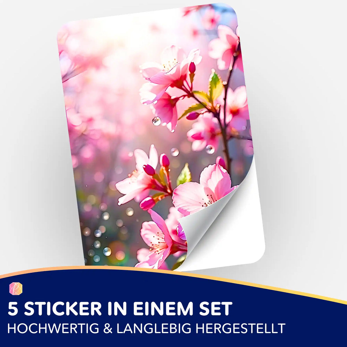 5er-Set Sticker Zarte Kirschblüten zur Organisation von Diamond Painting und Malen nach Zahlen Projekten