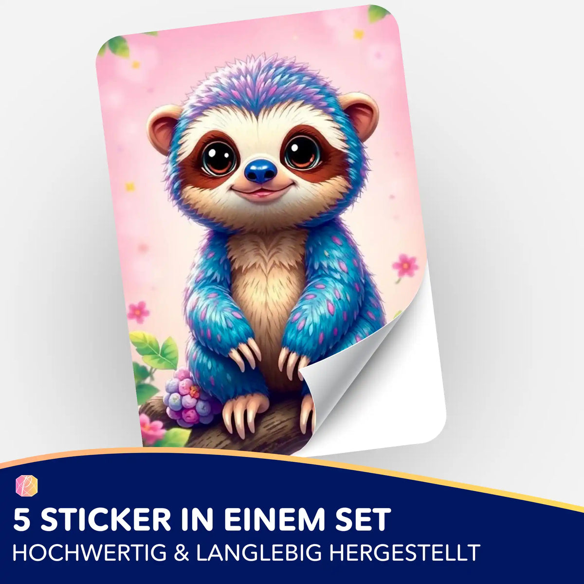 Süßer Faultier Sticker für Diamond Painting Fans aus dem 5er-Set Kleiner Faulenzer von Picmondoo