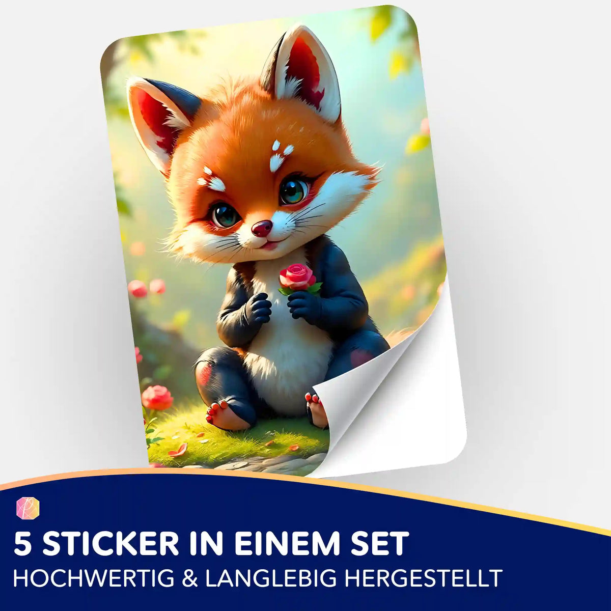 Picmondoo Fuchs Kasper Aufkleber 5er-Set als Zubehör für Diamond Painting und Malen nach Zahlen Organisation