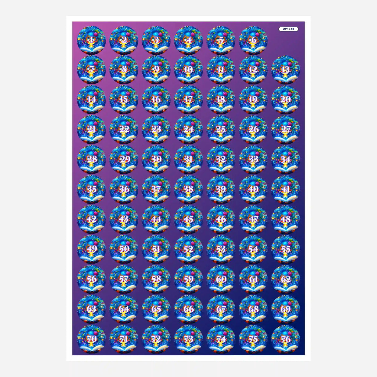 Bunte Diamond Painting Döschenaufkleber Lesemaus Josephine zur übersichtlichen Organisation deiner Diamanten Steine