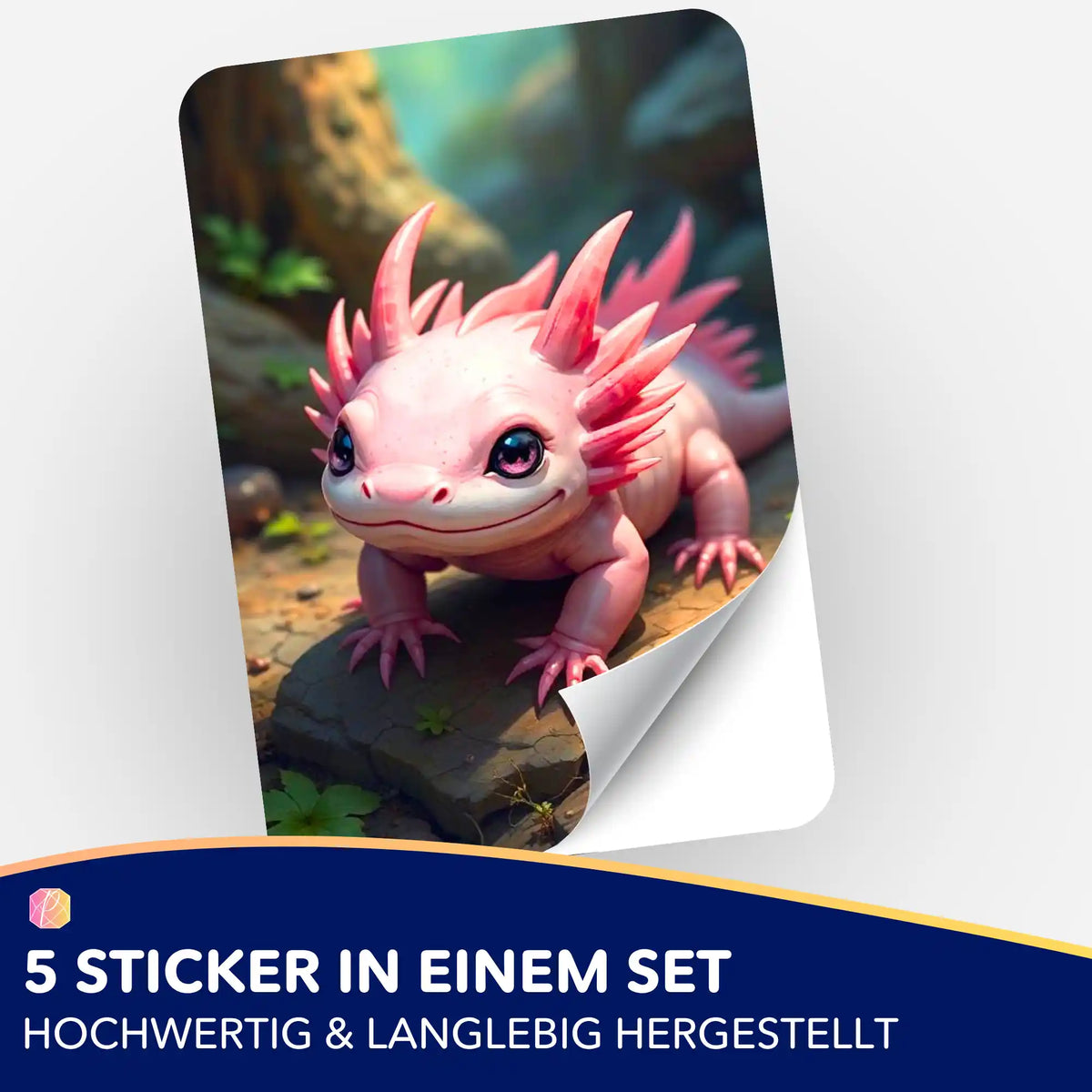 5er-Set Aufkleber mit niedlichem Axolotl-Motiv zur Organisation von Diamond Painting und Malen nach Zahlen Zubehör