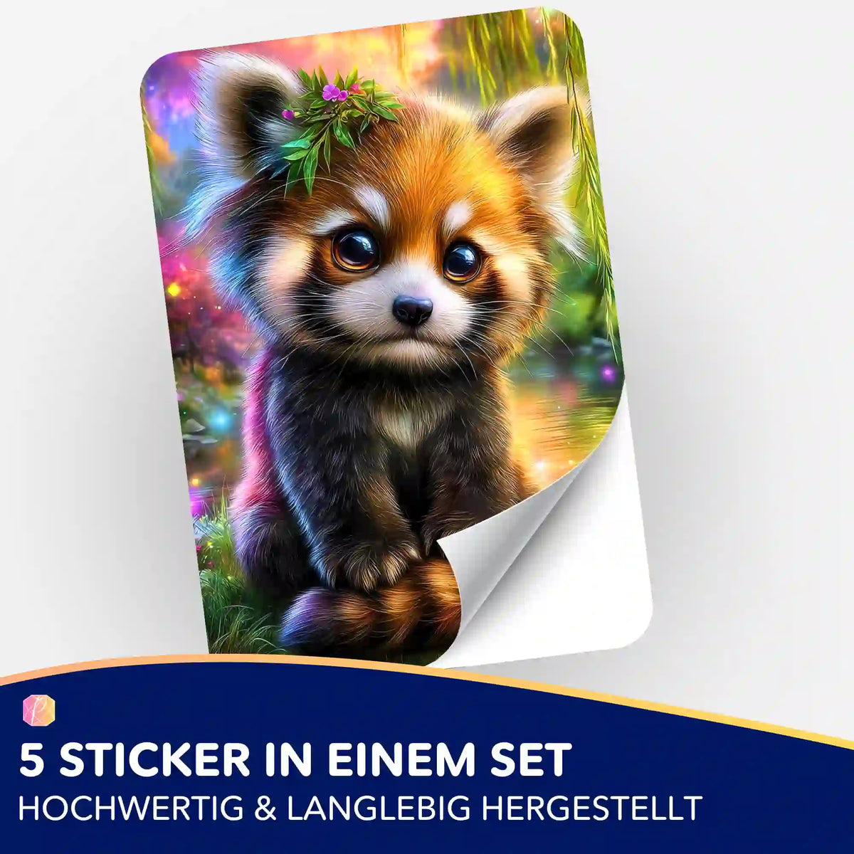 5er-Set Aufkleber Kind des Waldes mit süßem Roten Panda für die Diamond Painting oder Malen nach Zahlen Organisation