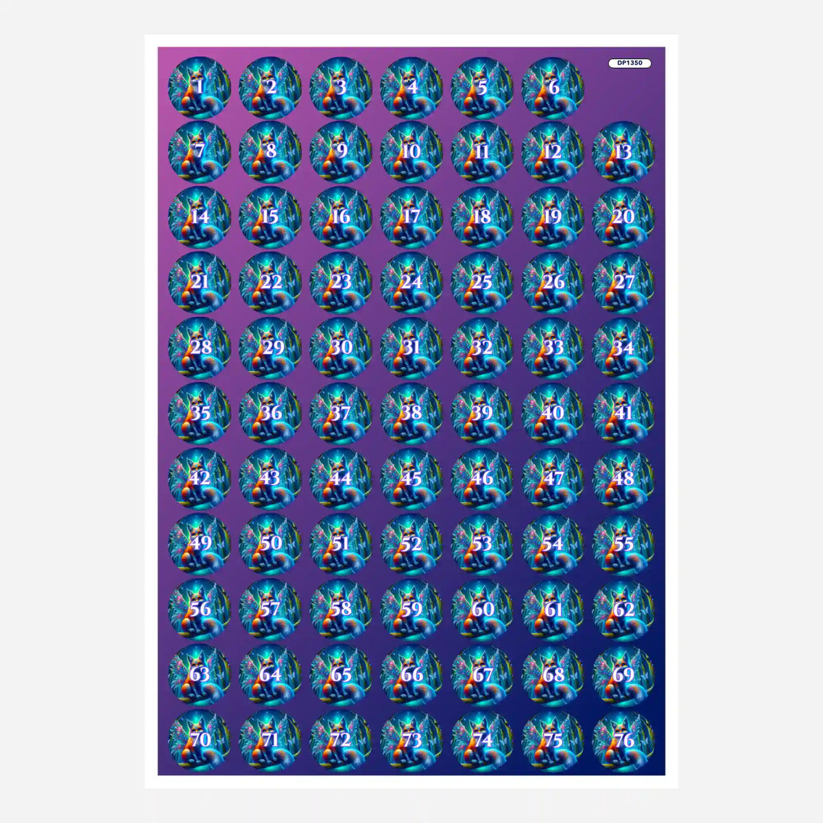 Fairy Fox of Magic Döschenaufkleber zur Organisation von Diamond Painting Steinen mit nummerierten runden Stickern