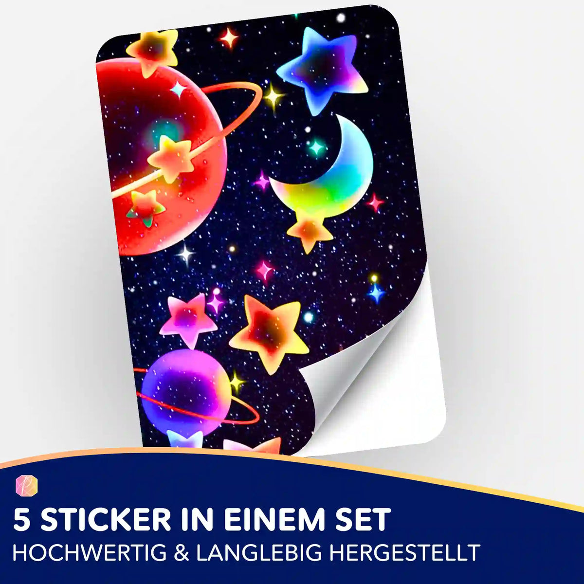 Buntes Universum Sticker-Set mit Planeten und Sternen zur Organisation für Diamond Painting Zubehör