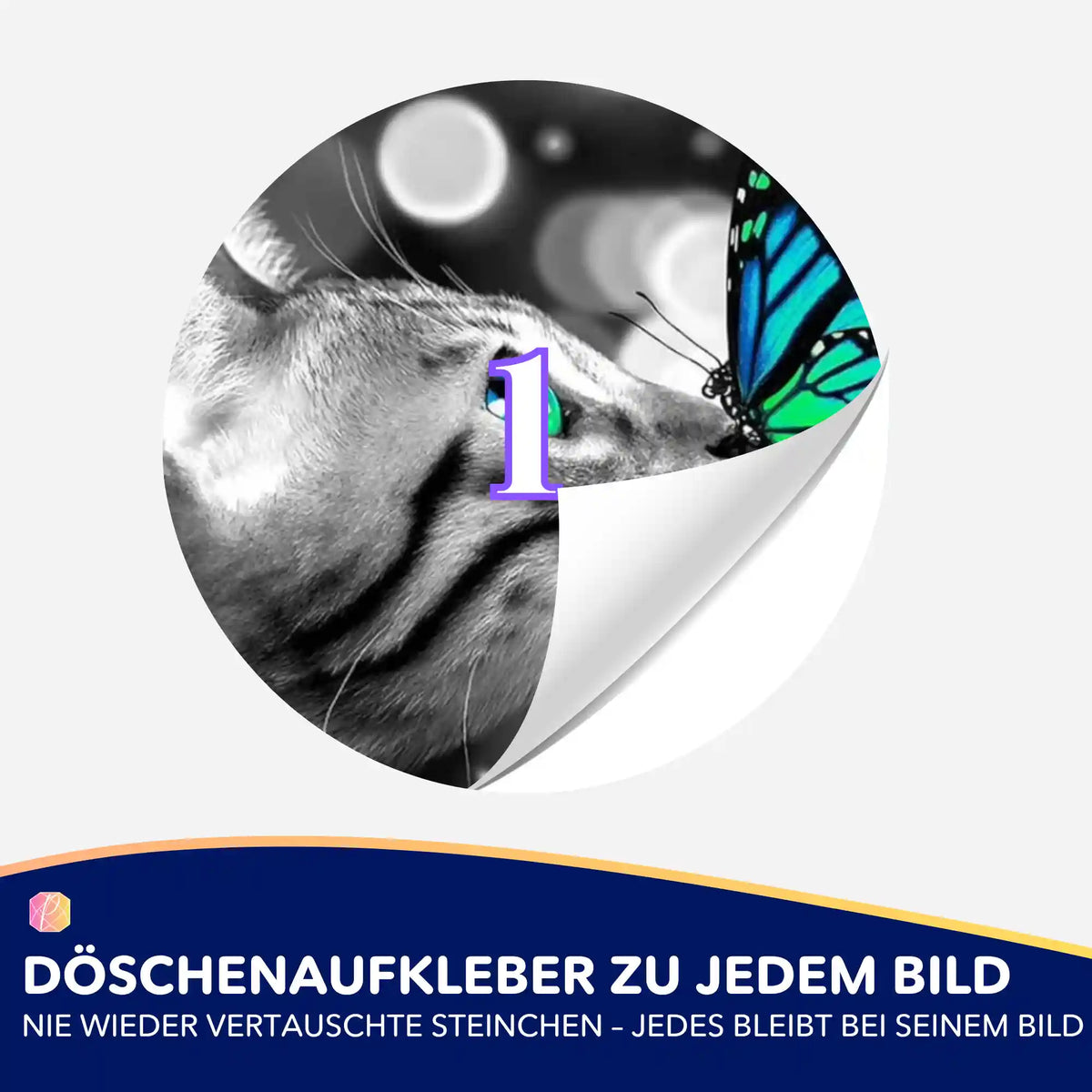 Döschenaufkleber Lovely Cat für Diamond Painting zur übersichtlichen Sortierung der Diamanten für dein DIY-Projekt