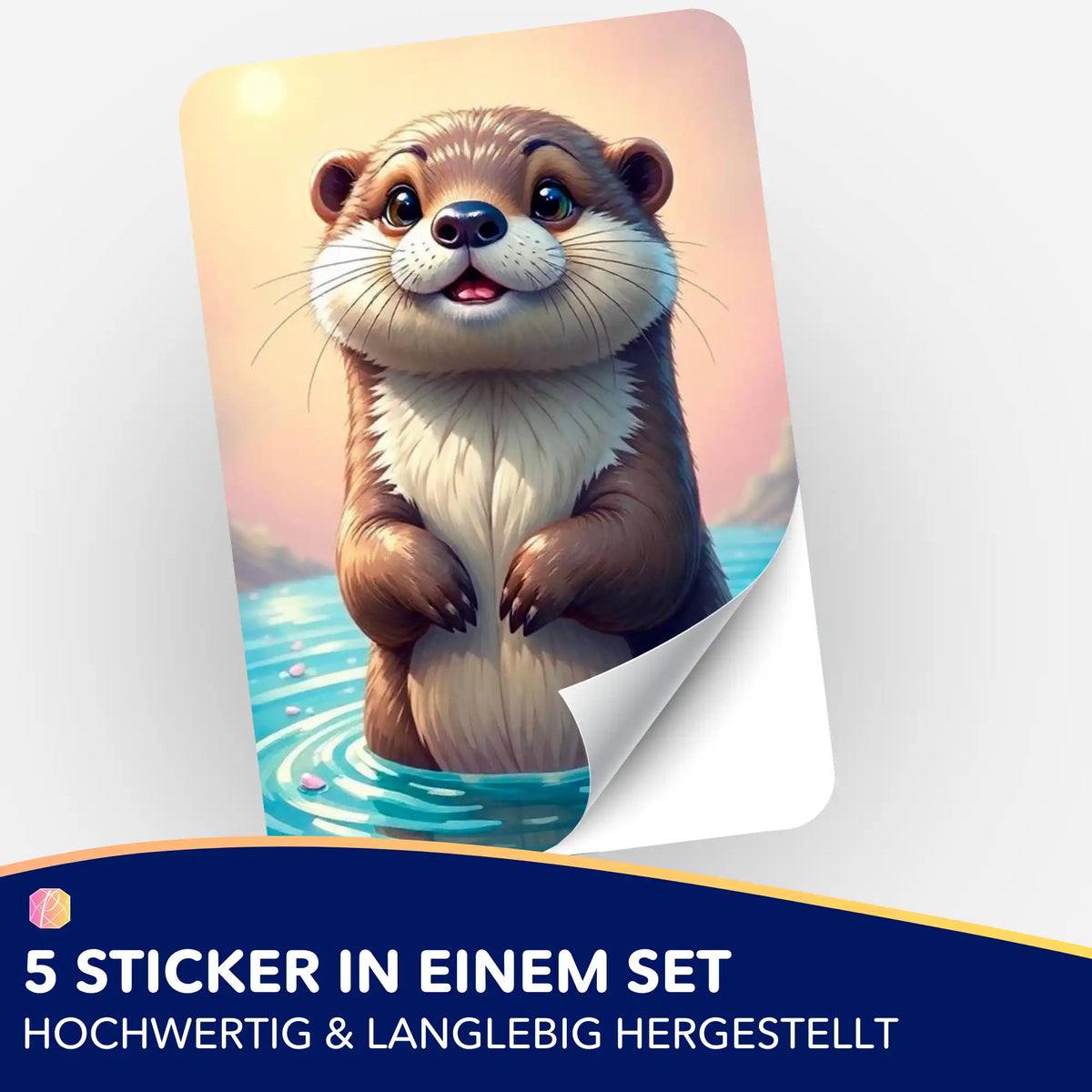 Süßer Otter Sticker aus dem 5er-Set zur Organisation von Diamond Painting Projekten und Malen nach Zahlen Zubehör.