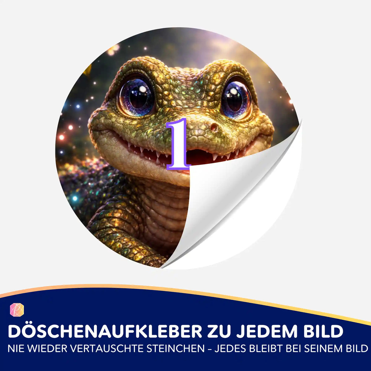 Runder Döschenaufkleber mit Eidechsen-Motiv für Diamond Painting Zubehör zur optimalen Steinchensortierung