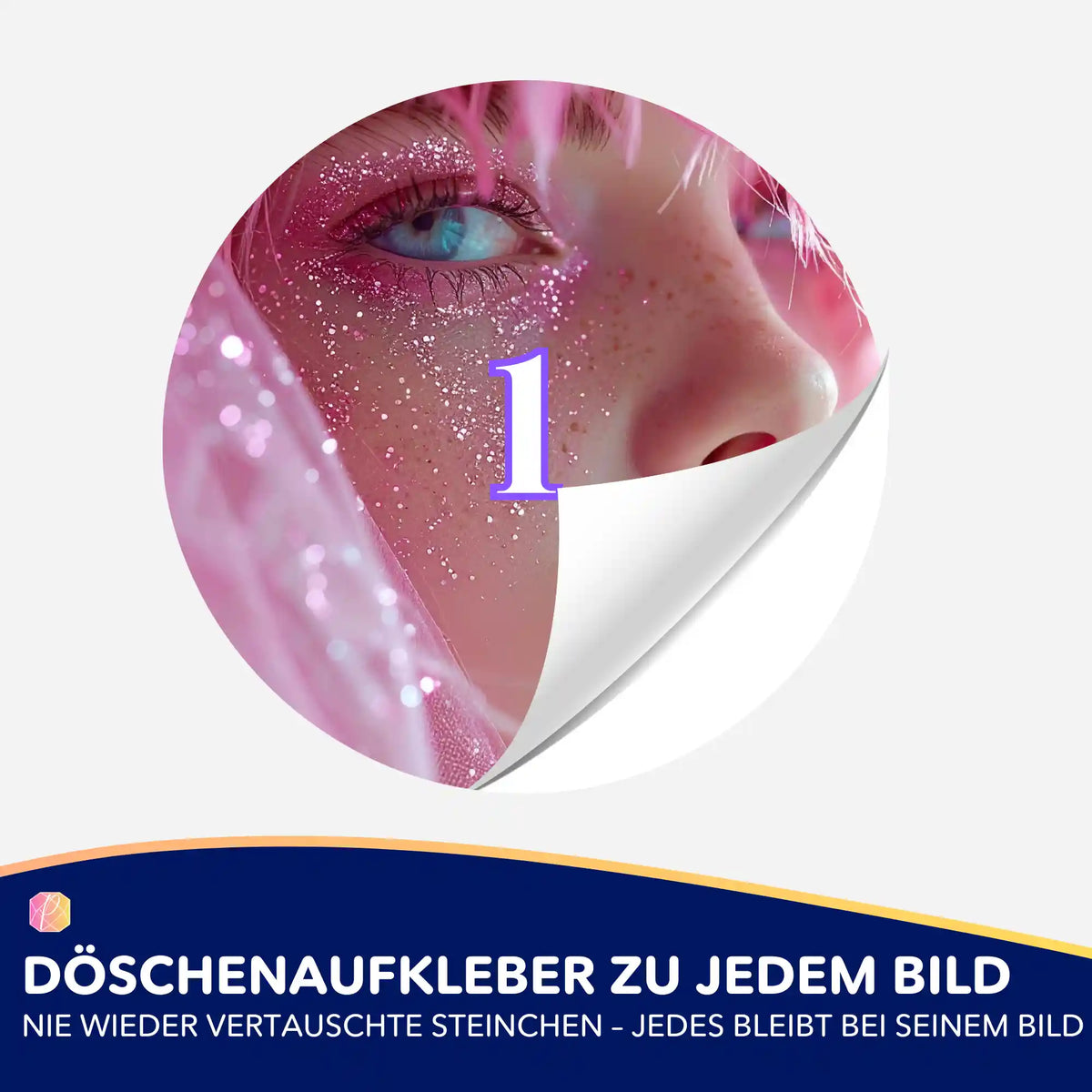 Runder Döschenaufkleber für Diamond Painting Diamanten zur übersichtlichen Sortierung von Steinchen für dein Kunstwerk.
