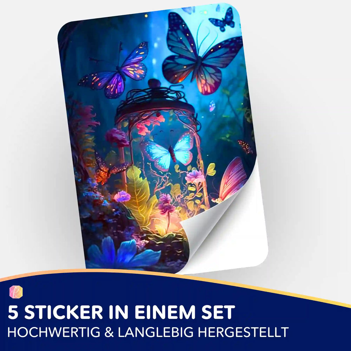 5-teiliges Aufkleber-Set Nacht der Schmetterlinge für Diamond Painting Zubehör und Organisation