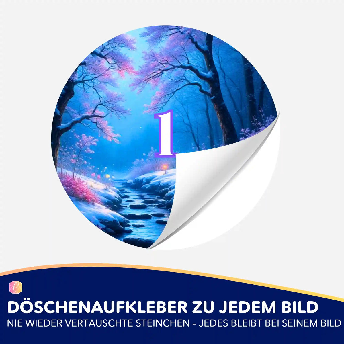 Döschenaufkleber für Diamond Painting mit Fantasy-Motiv Fluss der Träume zur einfachen Sortierung der Steine