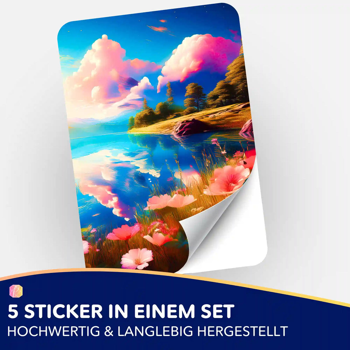Picmondoo Aufkleber-Set mit Motiv Blick auf den See, passend für Diamond Painting Organisation und Bastelzubehör