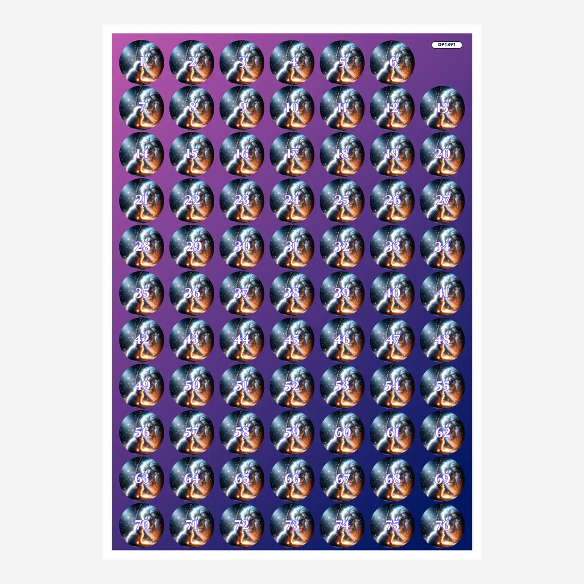 Bogen mit runden Döschenaufklebern für Diamond Painting Zubehör zur Organisation der Steinfarben mit Motiv Vater und Sohn.