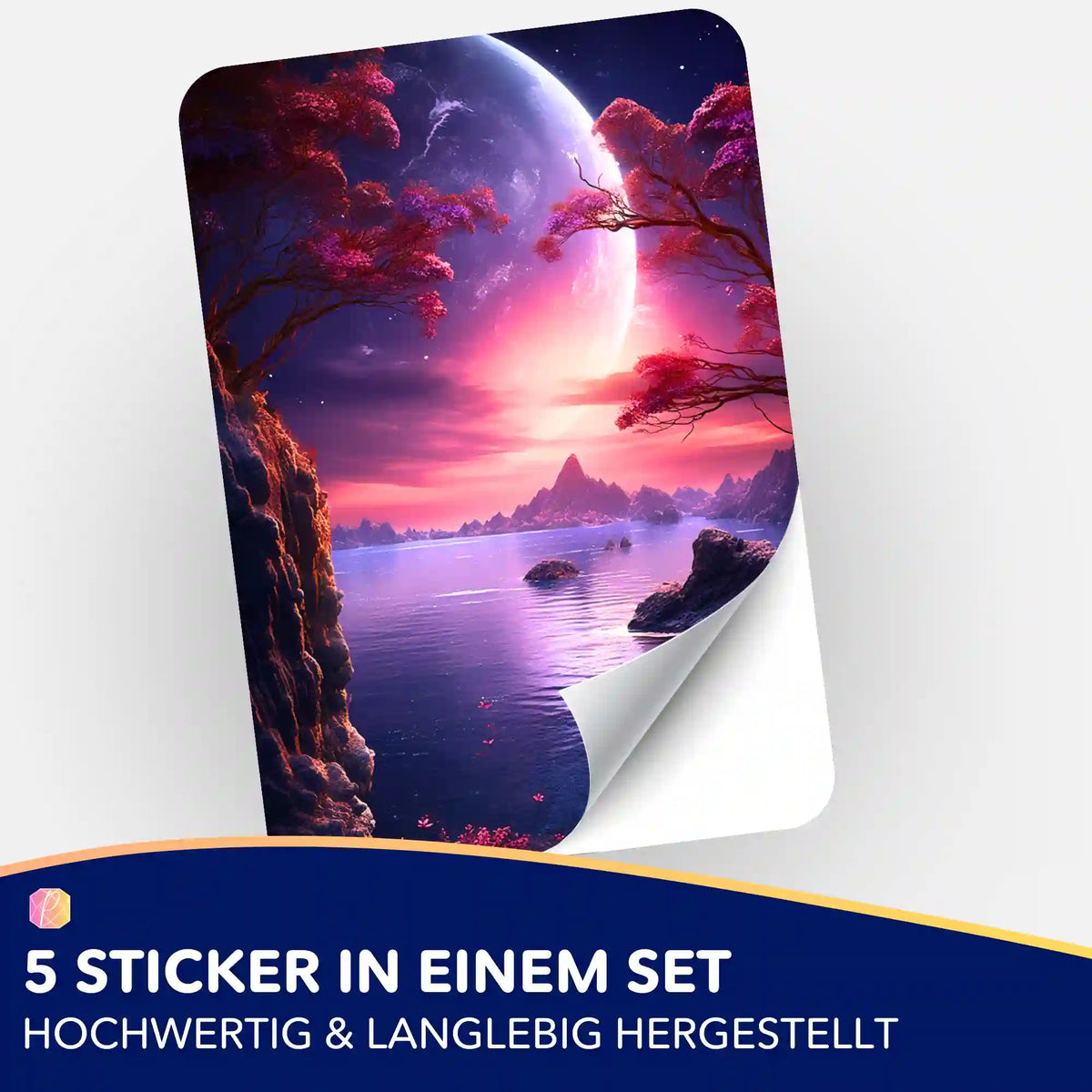 Picmondoo Sticker-Set Traum von Lunara für Diamond Painting Zubehör mit verträumter Mondlandschaft in leuchtenden Farben