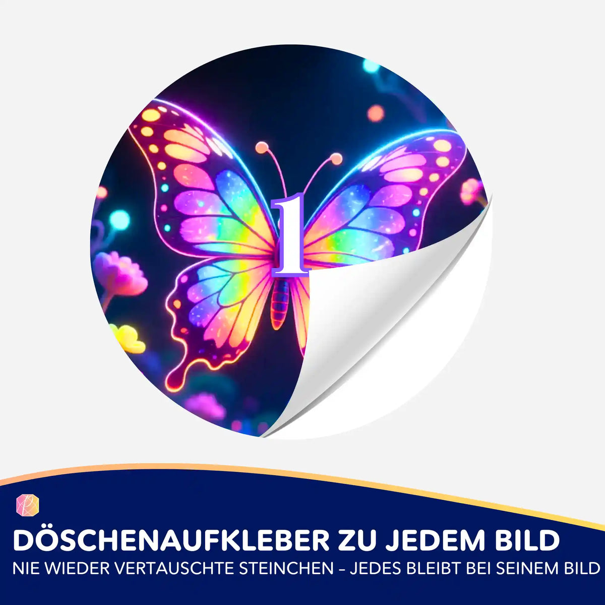 Bunter Schmetterling Aufkleber für Diamond Painting Sortierdöschen zur einfachen Kennzeichnung der Steinfarben
