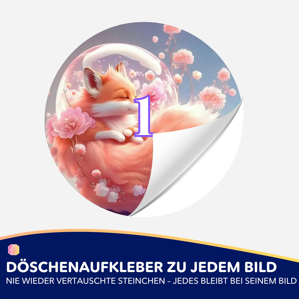 Runder Döschenaufkleber mit Fuchs-Motiv für Diamond Painting Zubehör zur einfachen Sortierung der Diamanten.