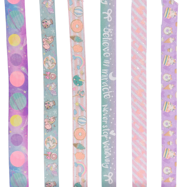 6er Set buntes Diamond Painting Klebeband mit Einhorn- und Motivdruck für perfekt gerade Steinreihen