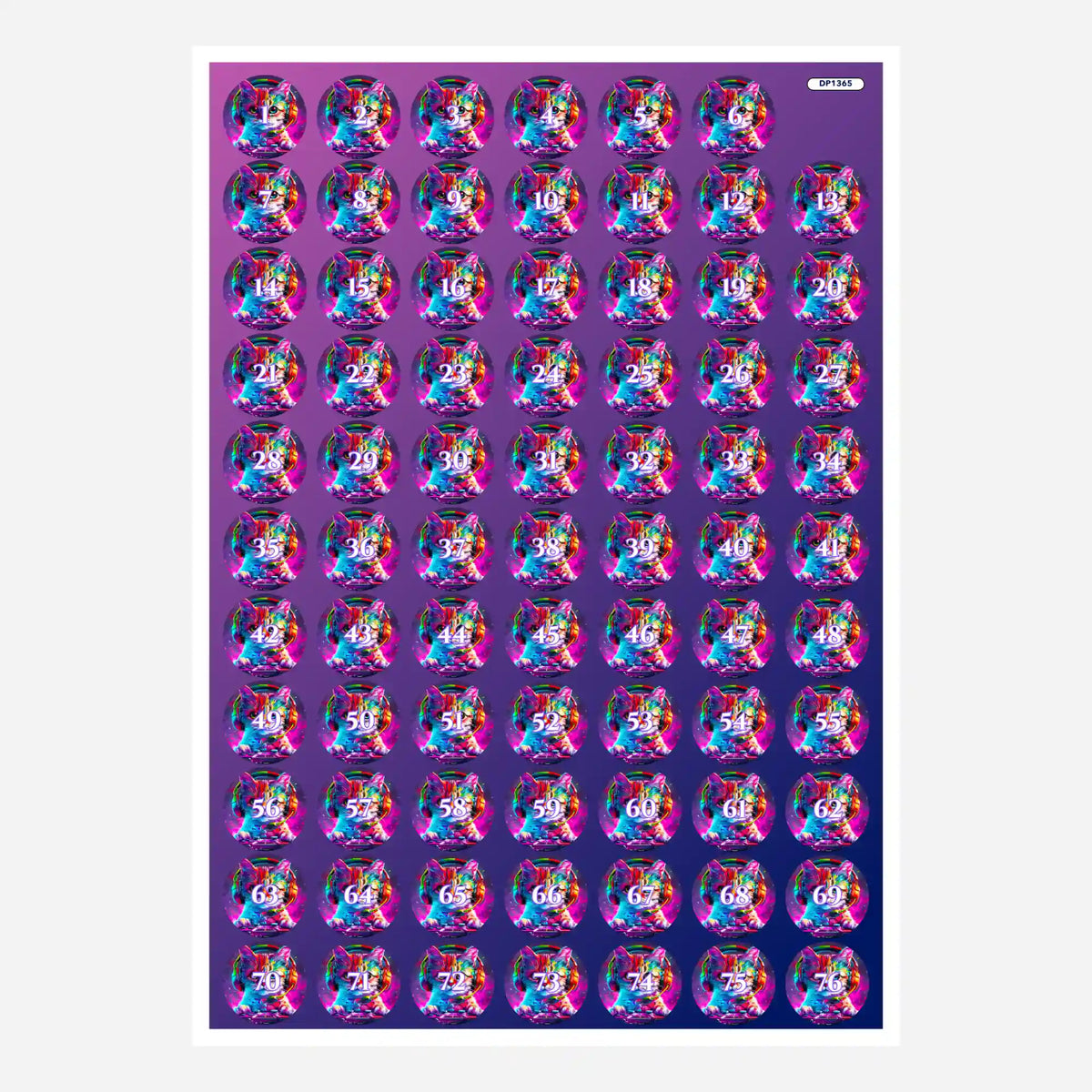Bunte Diamond Painting Döschenaufkleber mit Gaming-Katzen Motiv zum Sortieren von Glitzersteinen