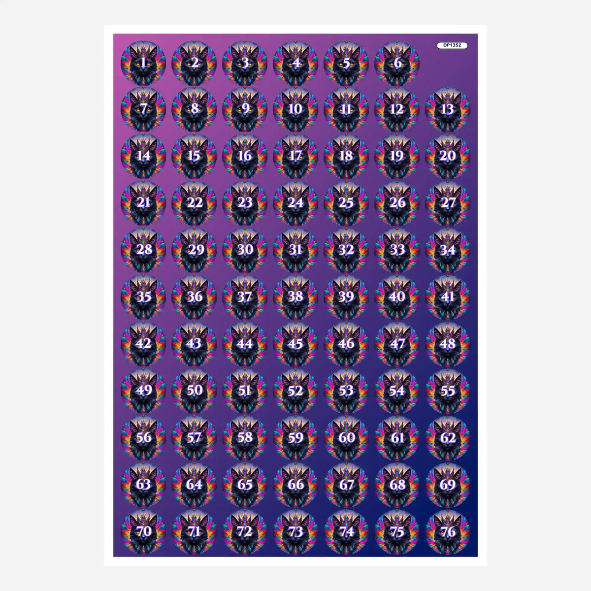 Bunte Diamond Painting Döschenaufkleber mit Katzenmotiv für eine strukturierte Organisation von Diamanten beim Basteln
