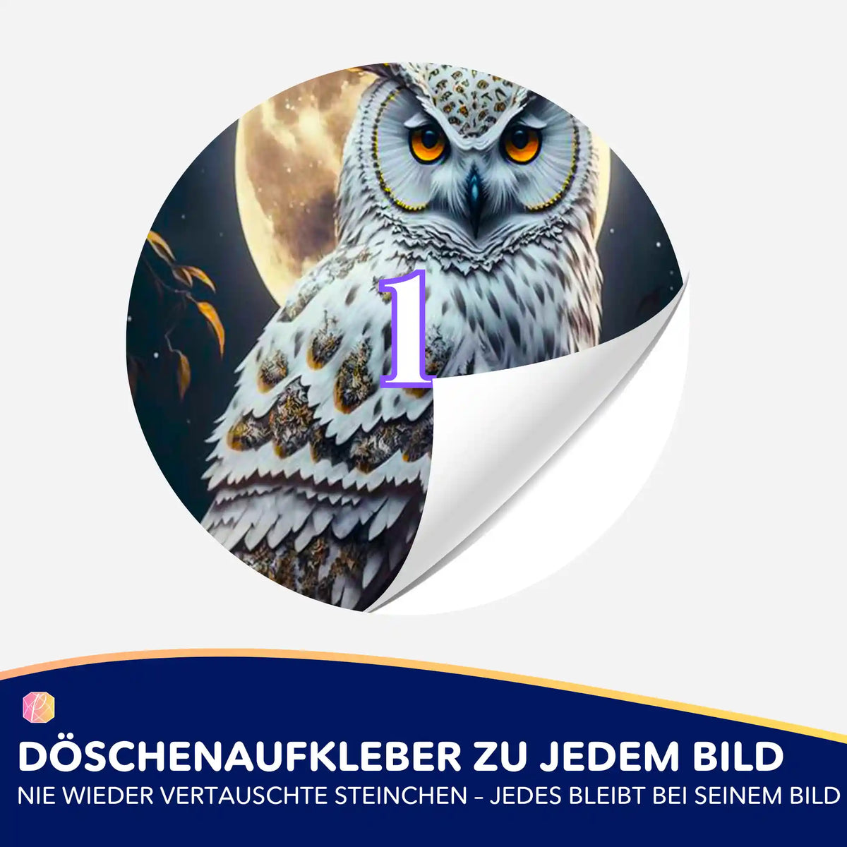 Döschenaufkleber Eule im Mondschein für Diamond Painting Zubehör zur einfachen Sortierung der Diamanten Farben