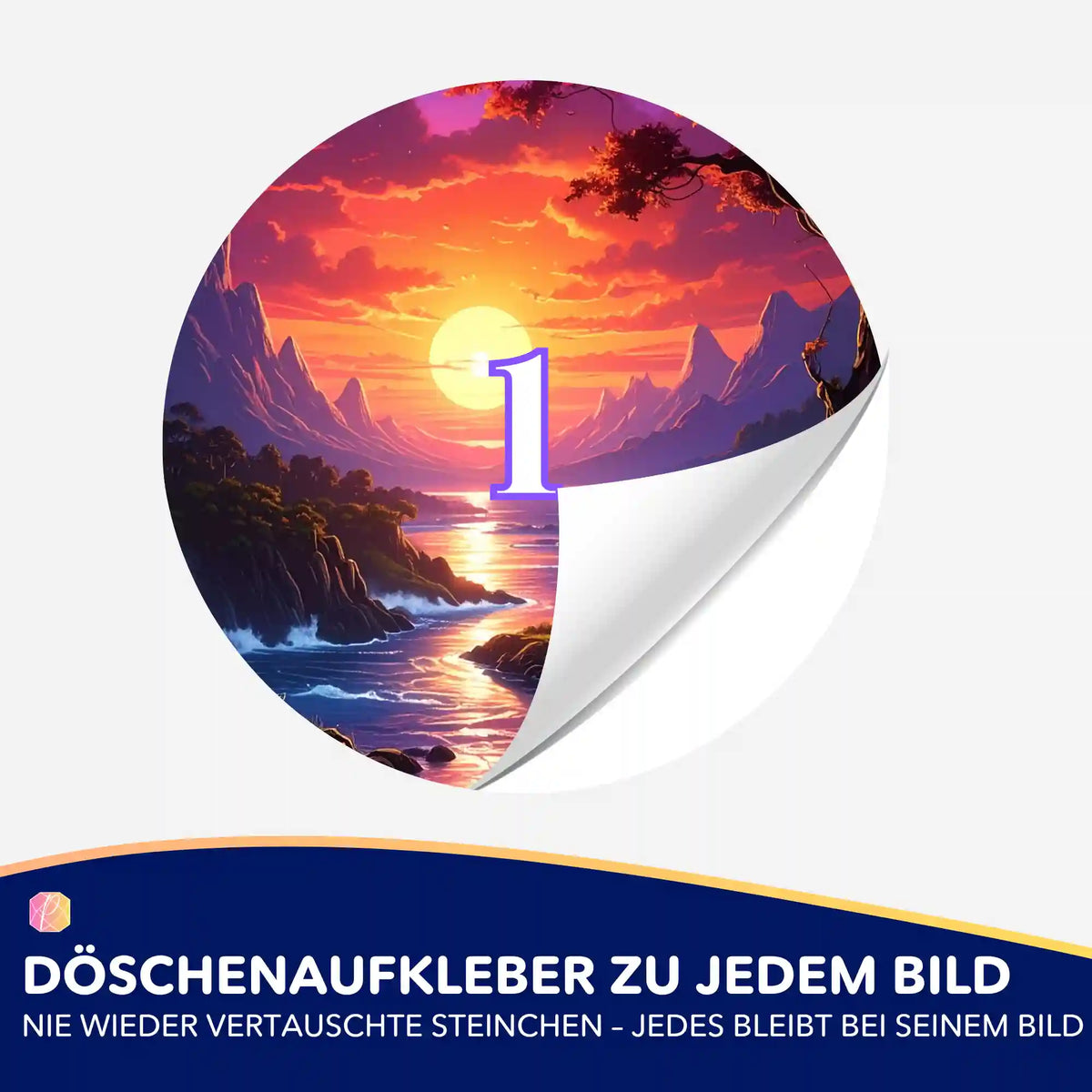 Runder Döschenaufkleber mit Landschaftsmotiv für Diamond Painting Zubehör zur einfachen Sortierung der Steinfarben
