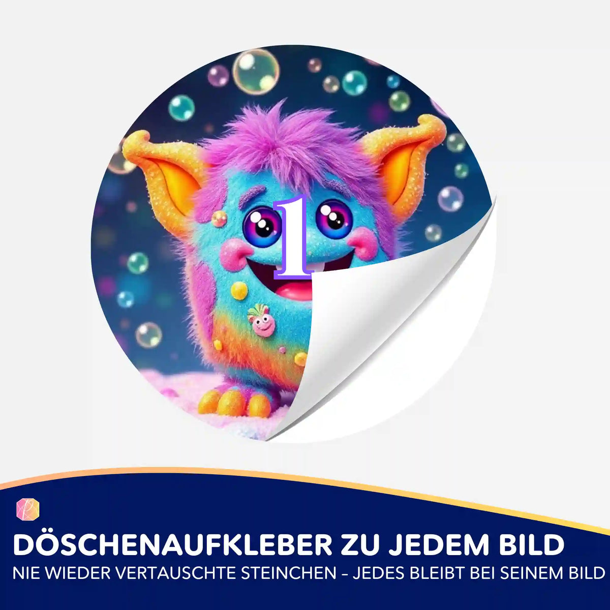 Bunter Grinsebacke-Döschenaufkleber für Diamond Painting zur einfachen Organisation deiner Diamanten-Steinchen.