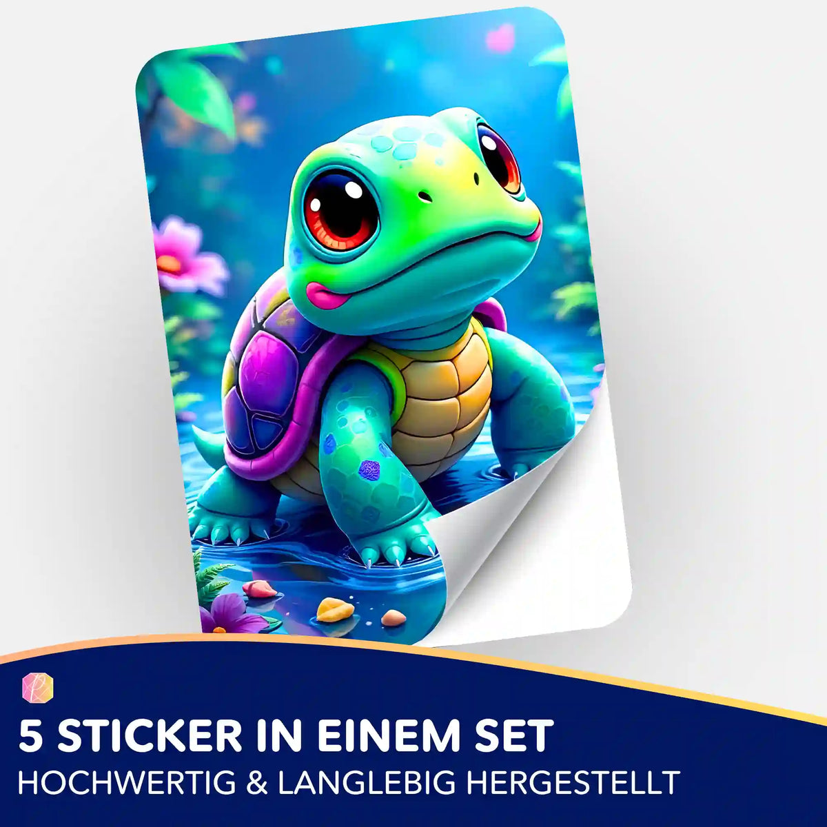 Picmondoo Donatello Sticker Set mit süßer Comic-Schildkröte zur Organisation von Diamond Painting und Bastelzubehör