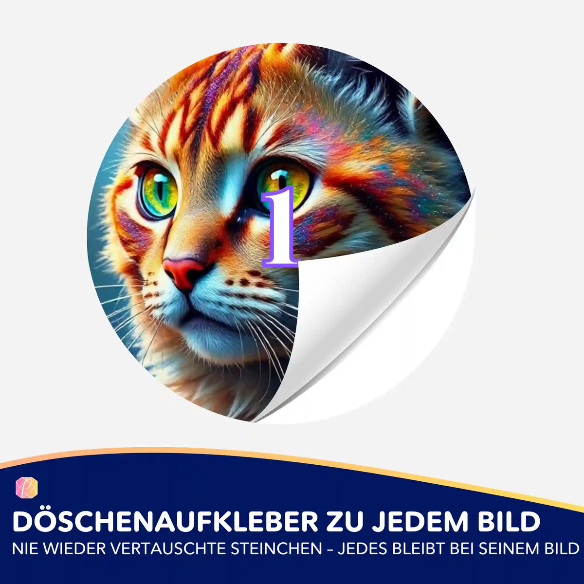 Bunter Katzen-Döschenaufkleber für Diamond Painting Zubehör zur einfachen Organisation von Steinchen