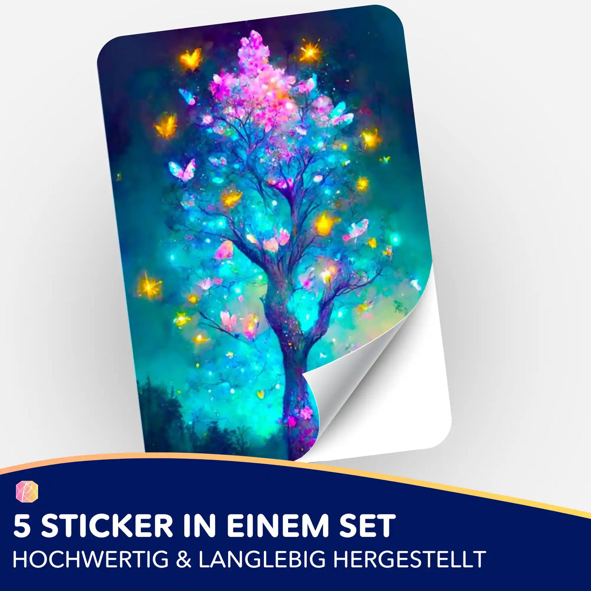 5er-Set Sticker mit magischem Schmetterlingsbaum für Diamond Painting Organisation und Zubehör